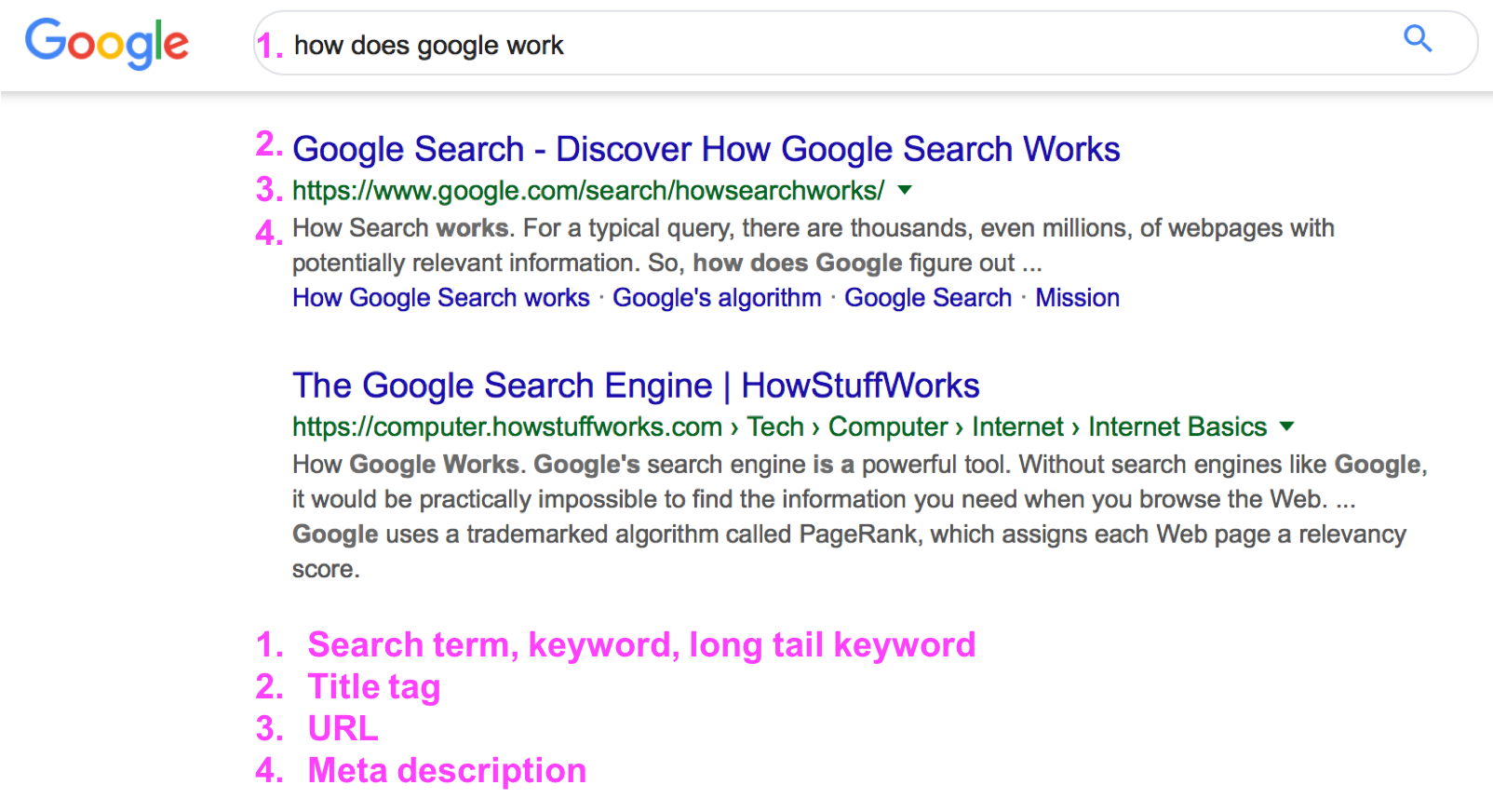 seo basics google search result